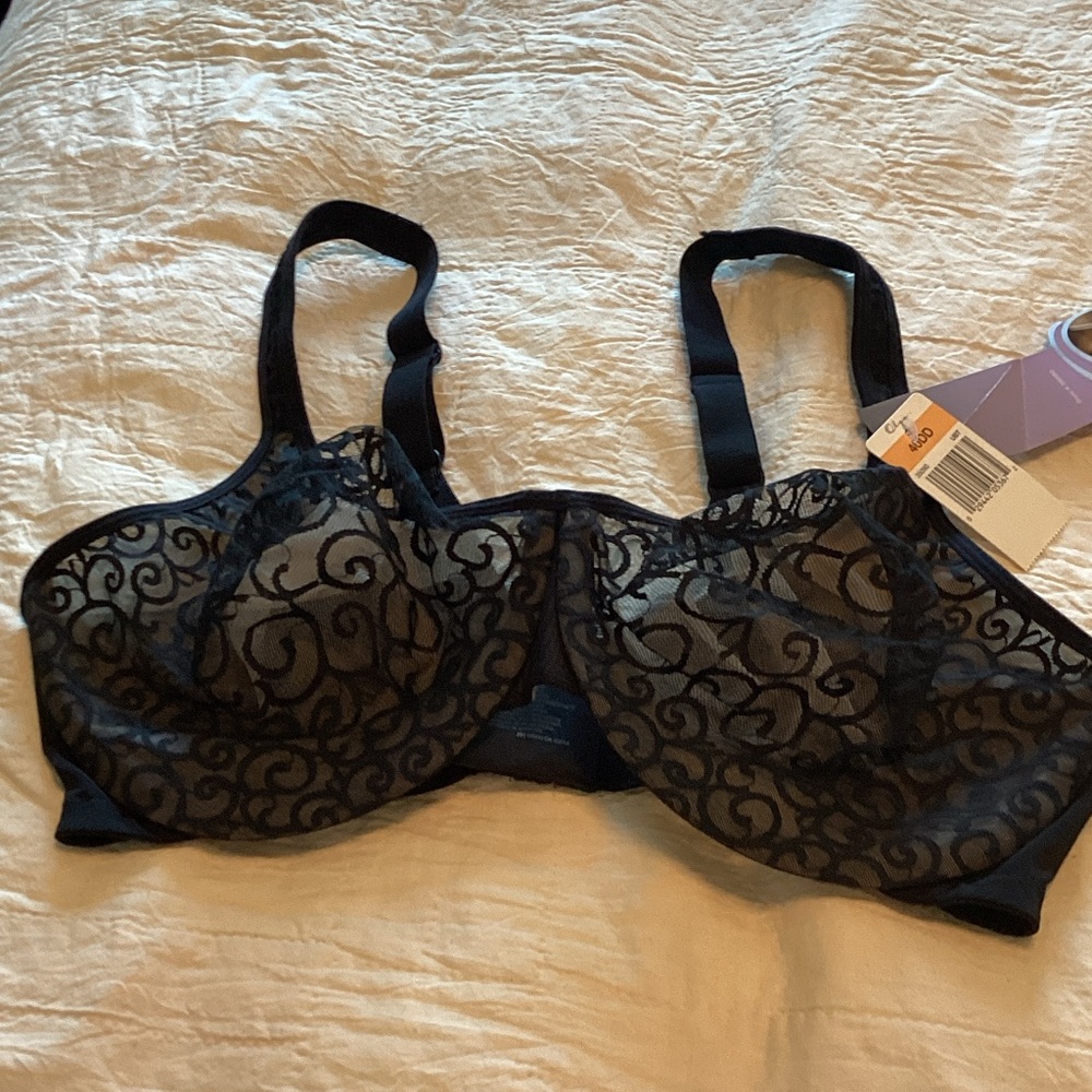 Olga Elegant Black Lace Bra 40DD NWT